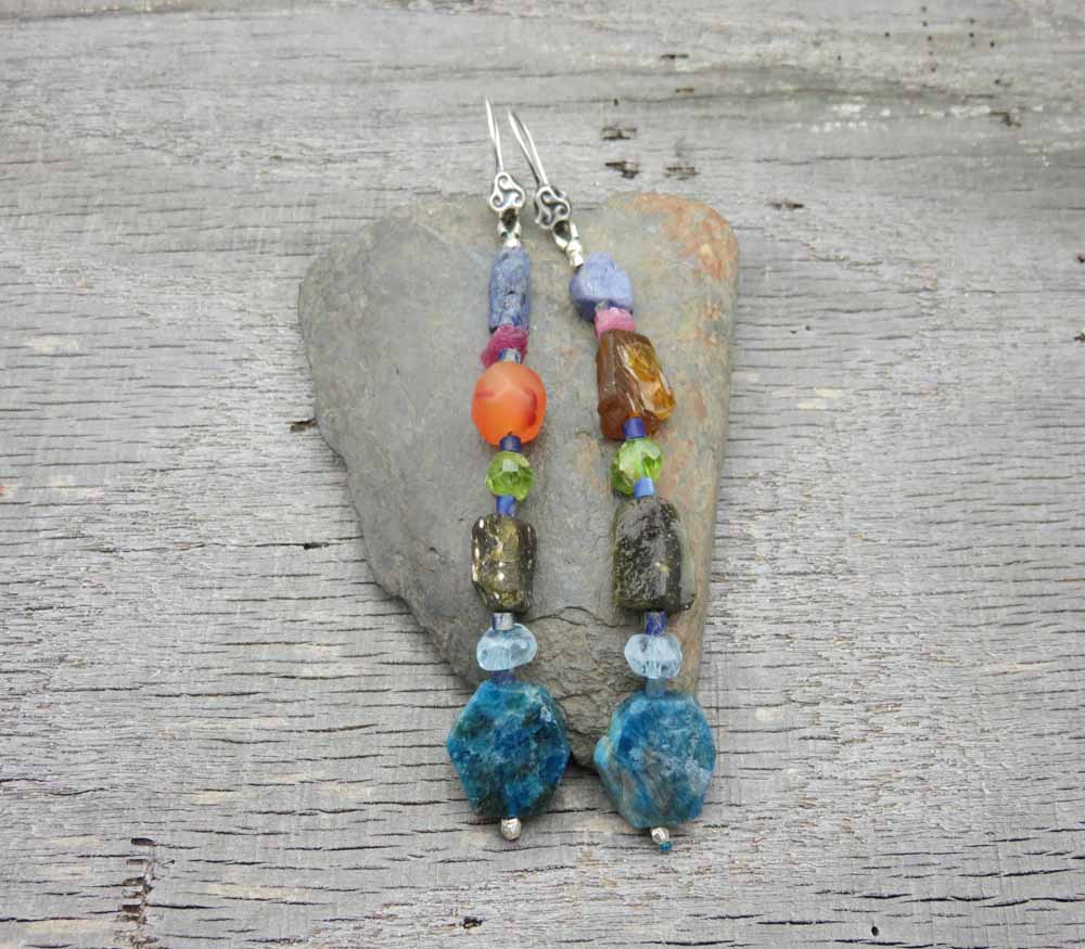 Wakanda Xtra Long - Multi-Gemstone Earrings